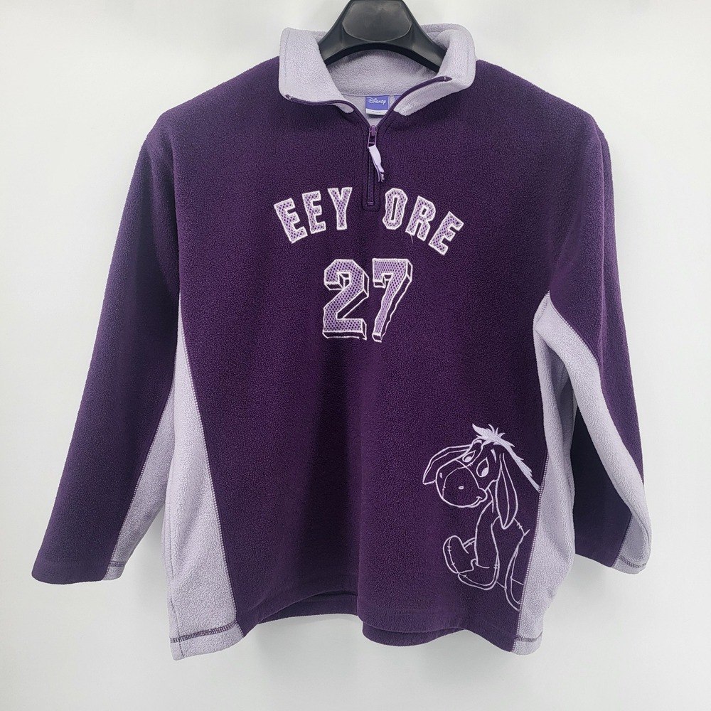 Disney Eeyore Fleece Pullover Purple Gray 1/4 Zip Sweater‎ Women's size 18W/20W